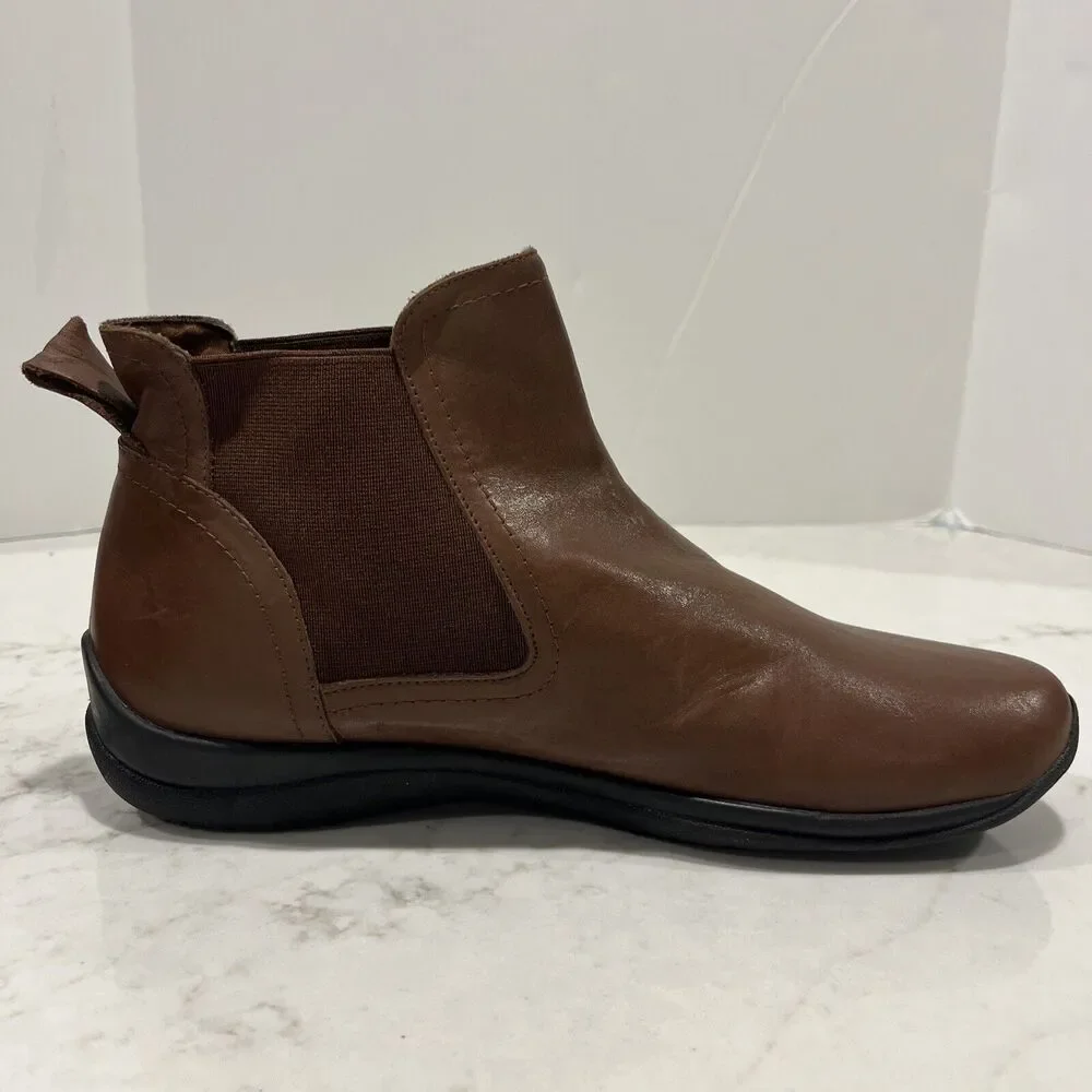 David Tate Womens 10.5 M Brown Leather Booties Shoes Pull On Ankle Chelsea‎